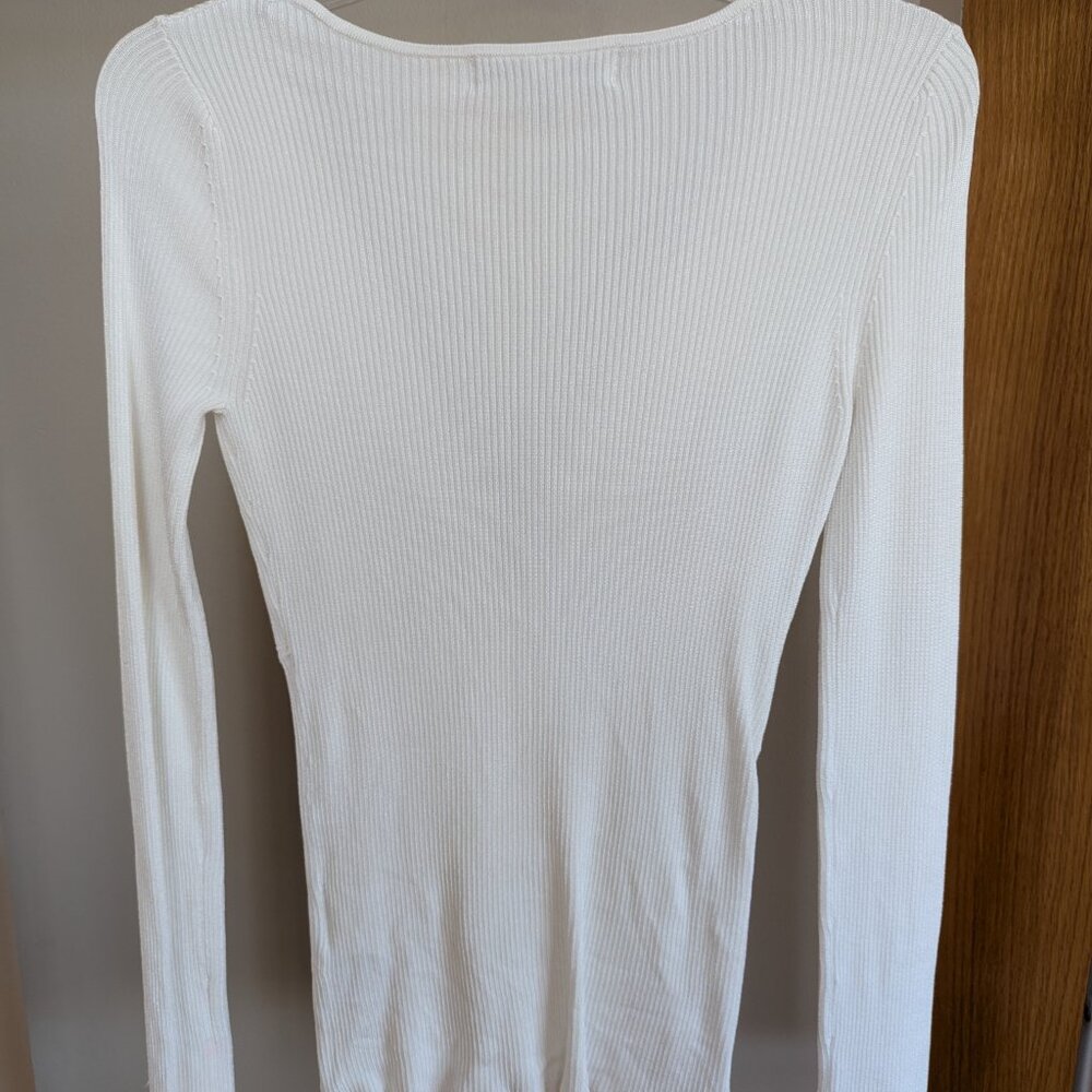Guess Nicole Plunge-Neck Ribbed Sweater Womens S - Picture 5 of 5